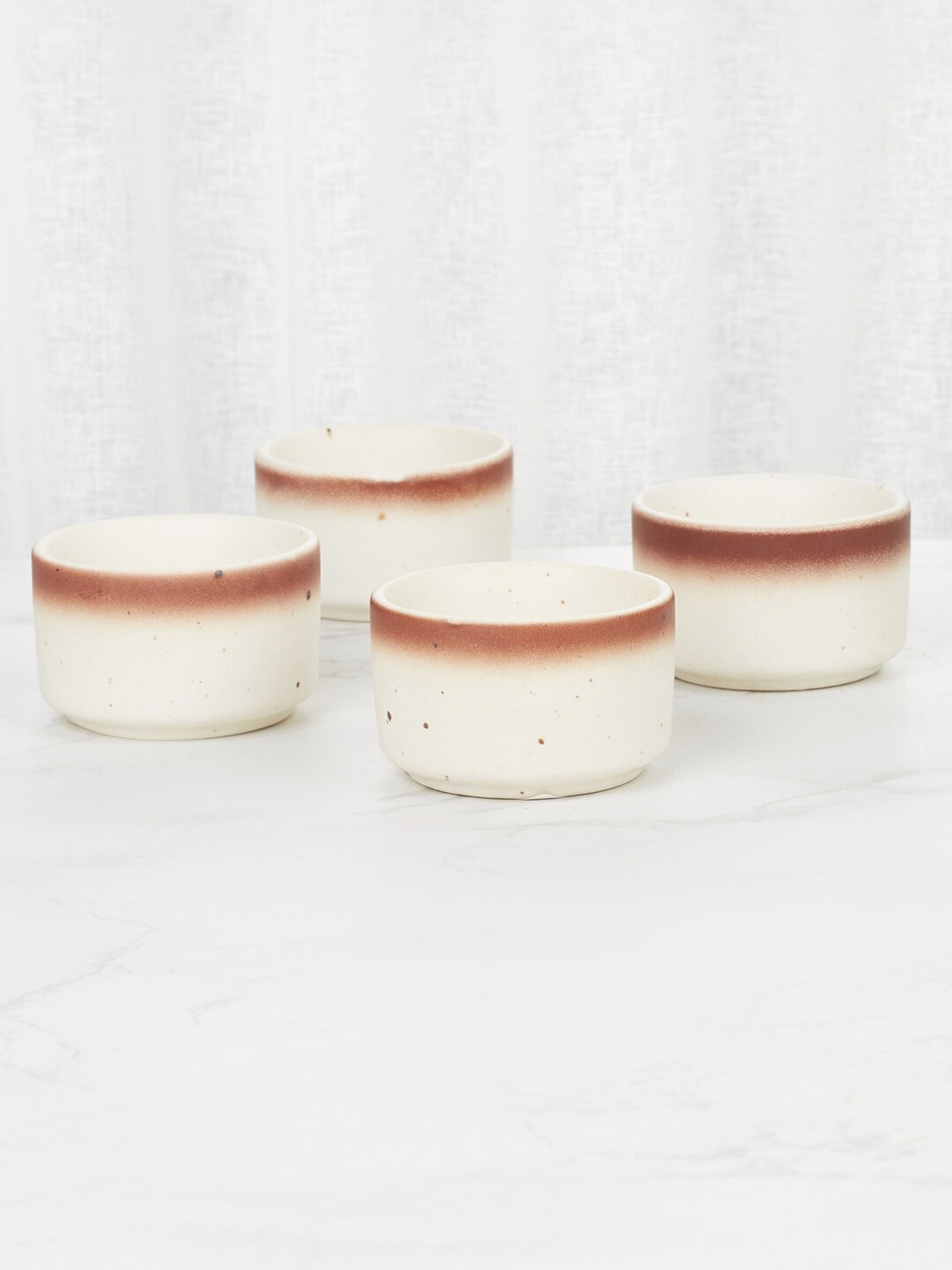 

HomeTown Beautiful Kitchen Off White & Brown 4 Pieces Stoneware Sauce Bowls