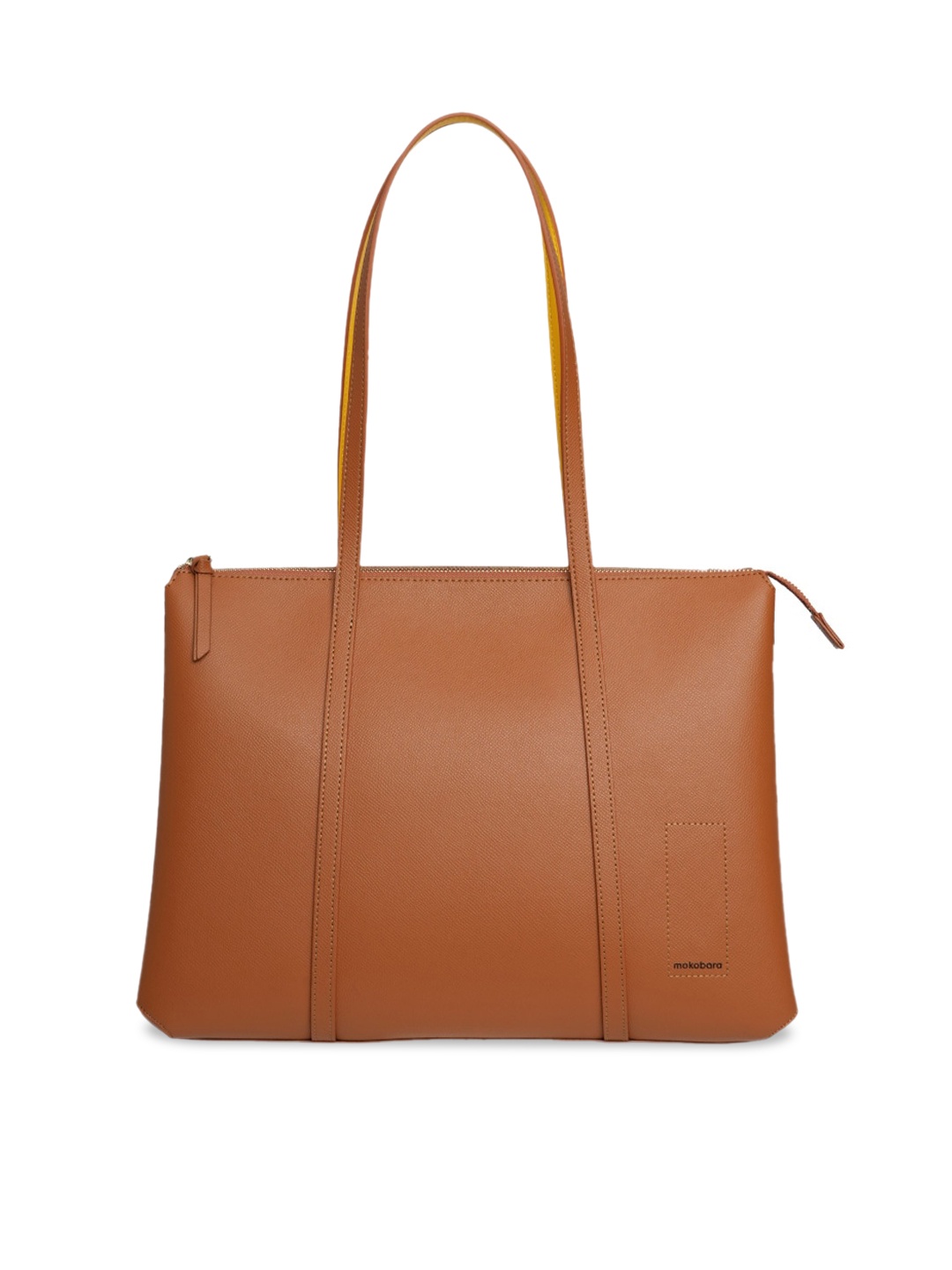 

MOKOBARA Leather Structured Shoulder Bag, Tan