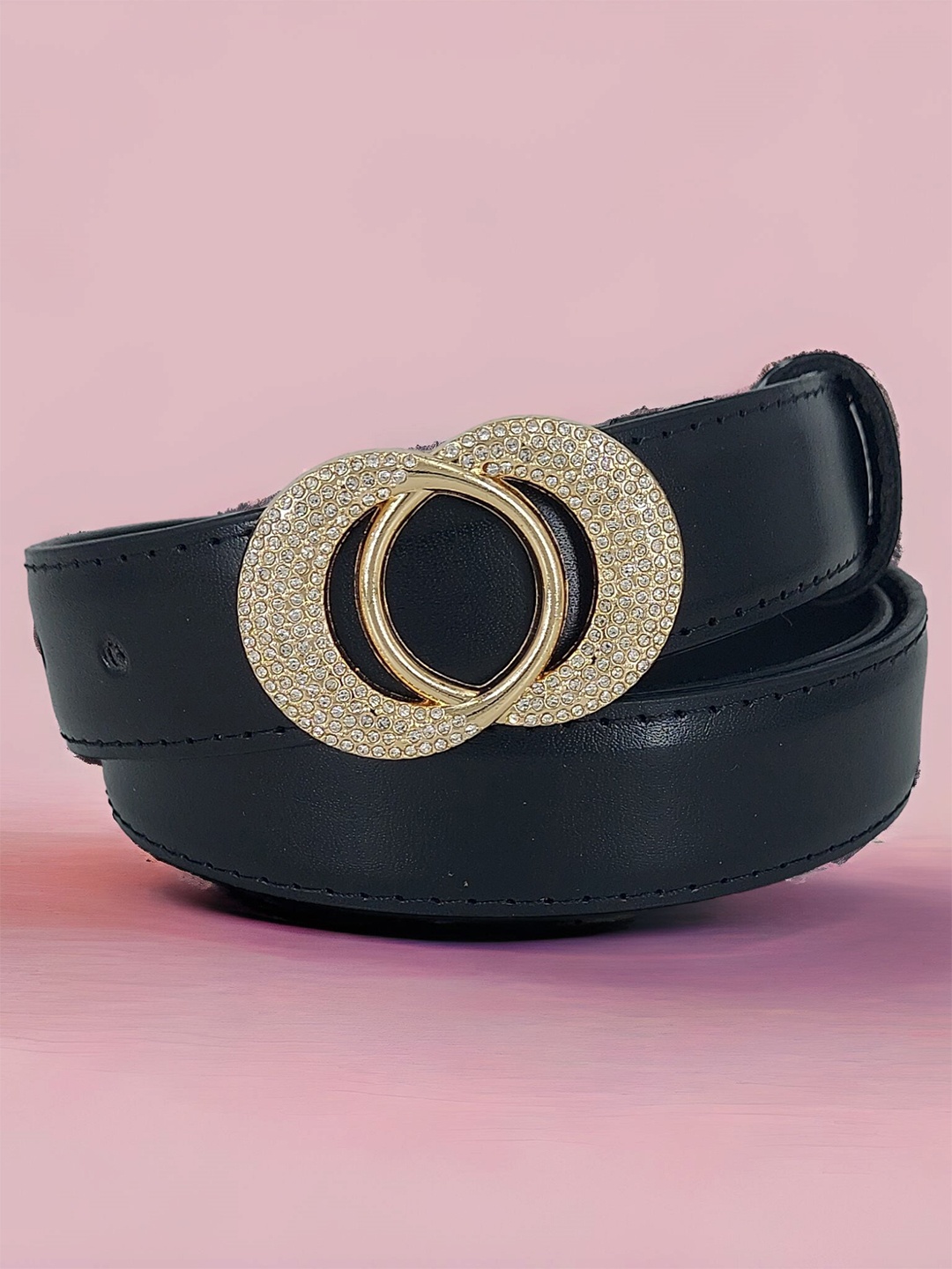 

ZORO Women PU Push Pin Wide Belt, Black