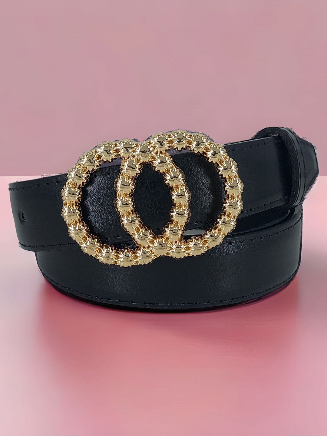 

ZORO Women Pu Leather Push Pin Belt, Black