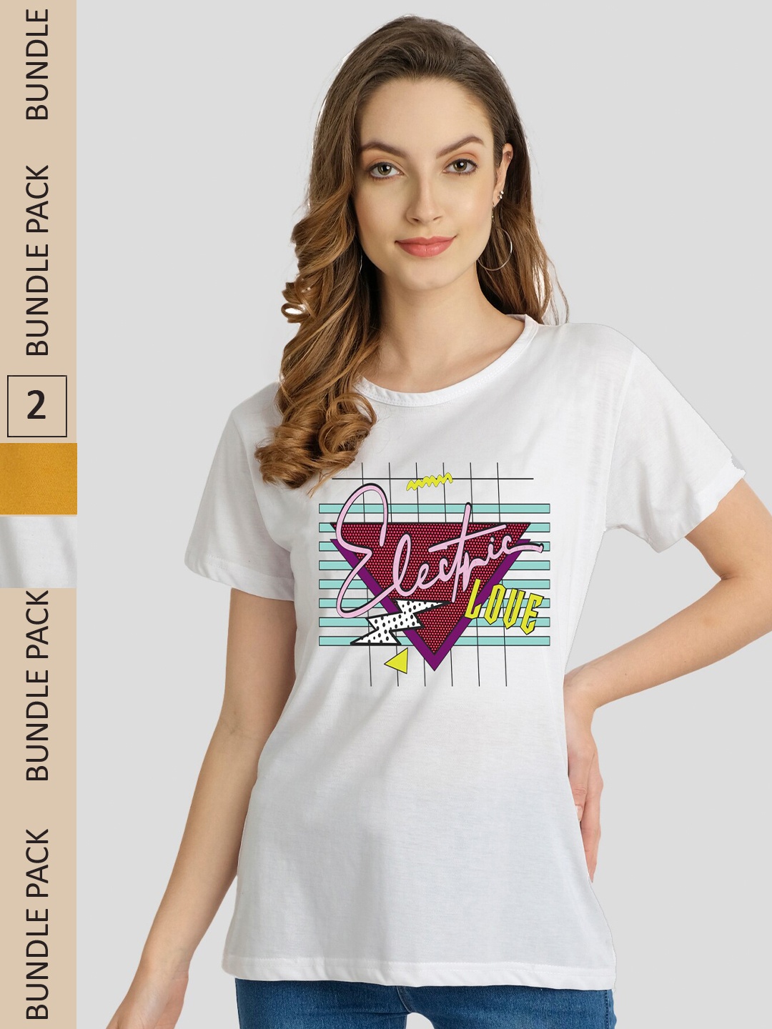 

CHOZI Pack Of 2 Graphic Printed Cotton T-shirt, White