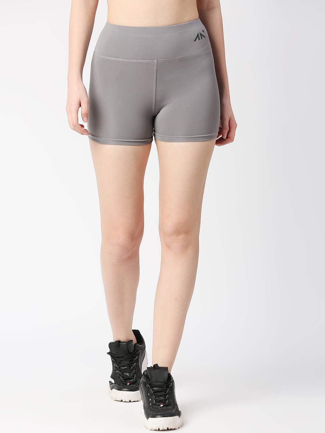 

AESTHETIC NATION Women Slim Fit High-Rise Training Sports Shorts, Grey