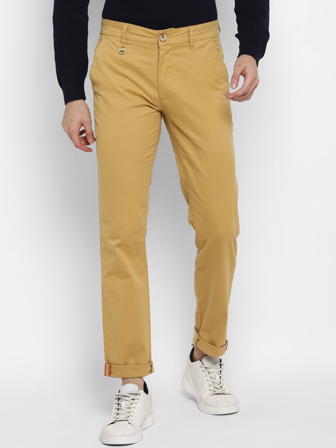 

Red Chief Men Mid-Rise Cotton Slim Fit Chinos Trousers, Khaki