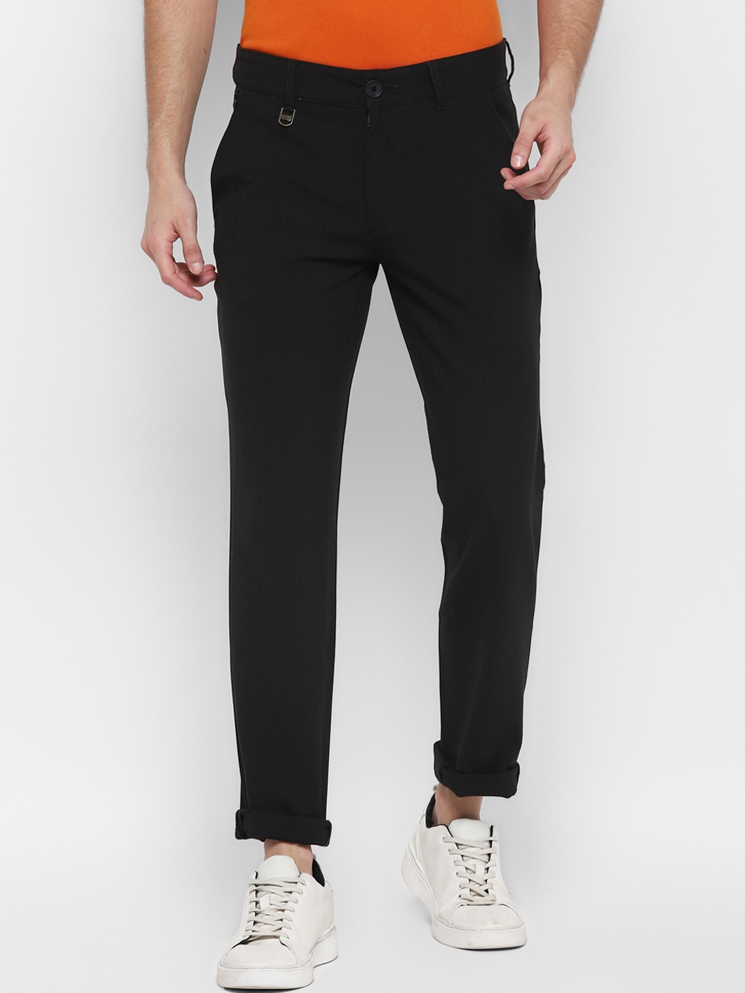 

Red Chief Men Mid-Rise Slim Fit Regular Trousers, Black