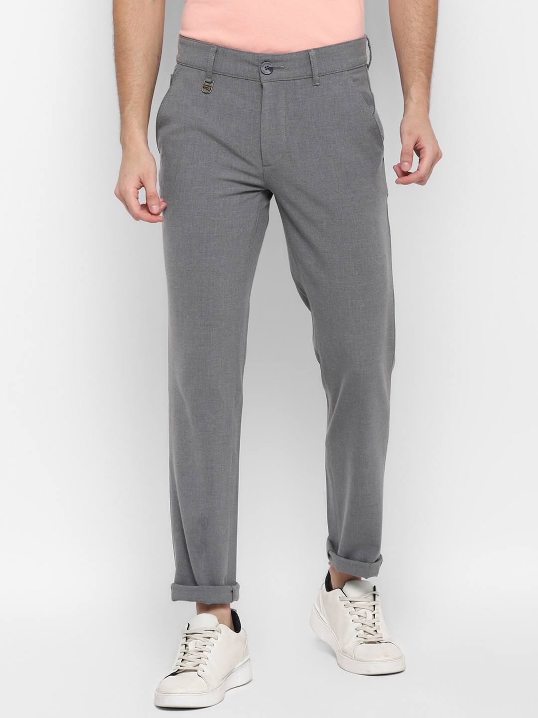 

Red Chief Men Textured Slim Fit Trousers, Grey