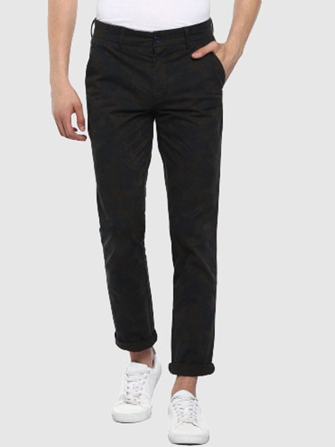 

Red Chief Men Mid Rise Slim Fit Cotton Trousers, Olive