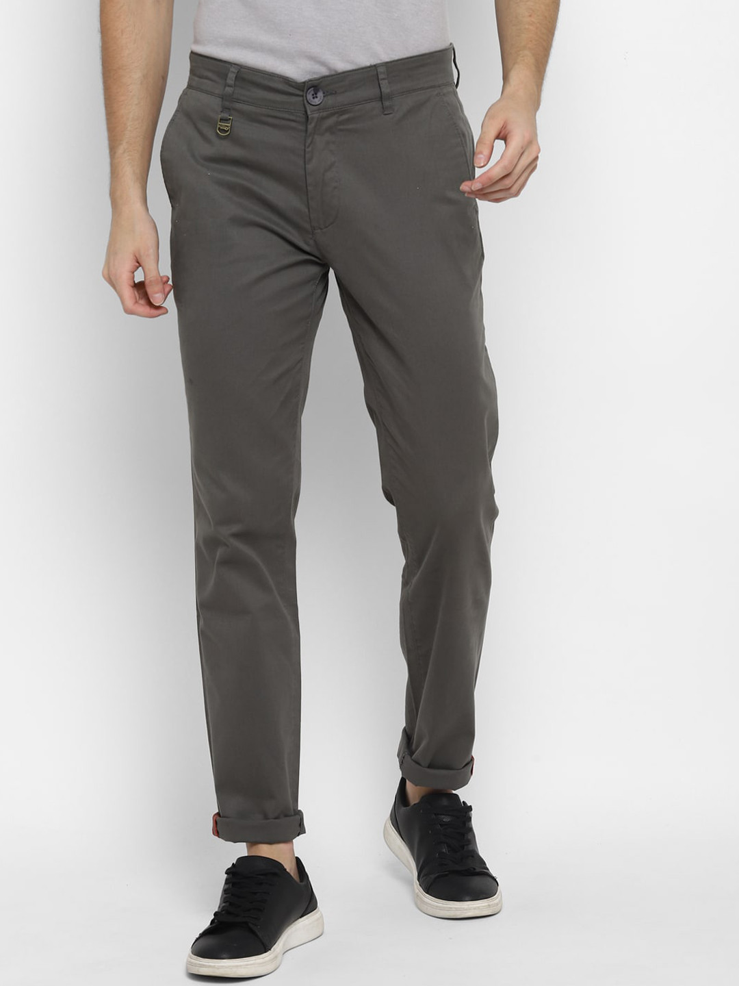 

Red Chief Men Mid Rise Cotton Trousers, Grey