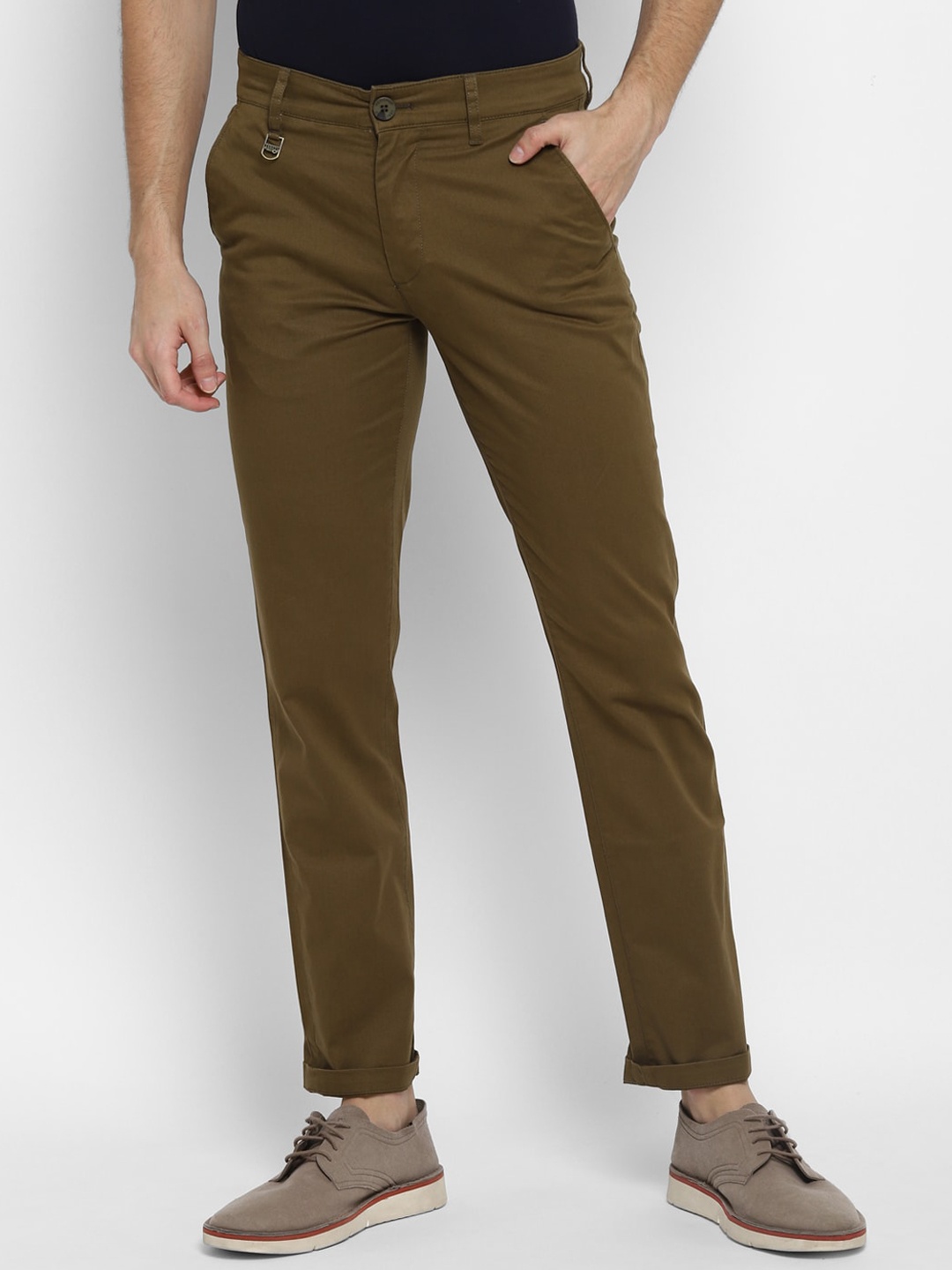 

Red Chief Men Mid Rise Slim Fit Cotton Trousers, Brown