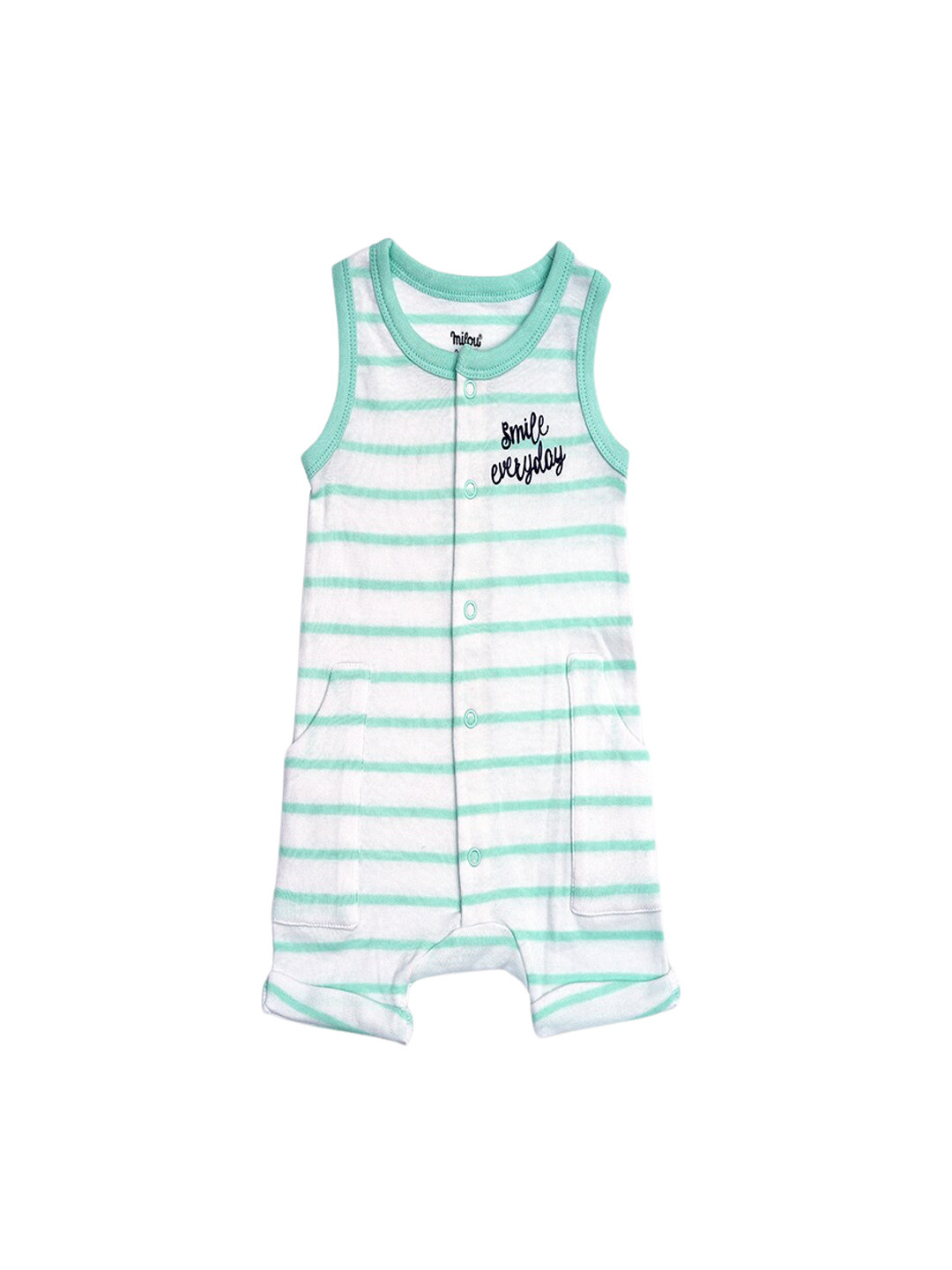 

milou Infant Boys Striped Sleeveless Soft & Comfort Pure Cotton Romper, White