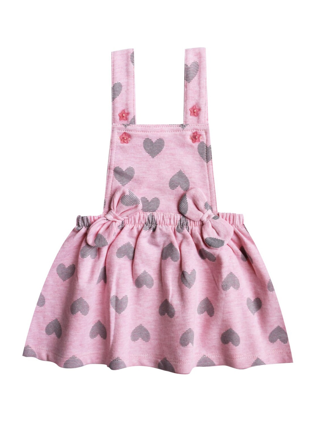 

milou Kids Girls Printed Pure Cotton Dungaree Dress, Pink