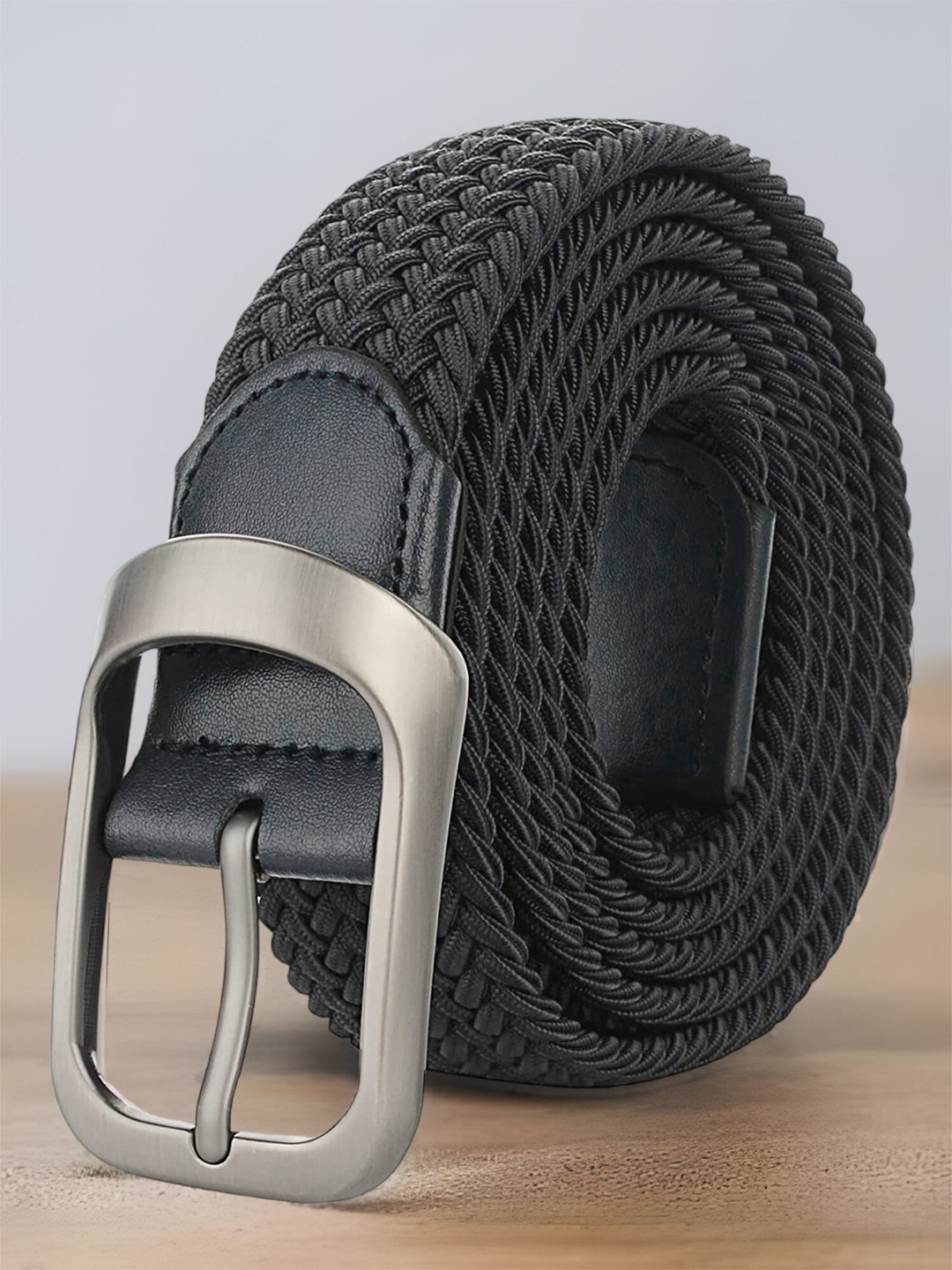 

ZORO Men Textured Canvas Stretchable Tang Wide Casual Belt, Grey