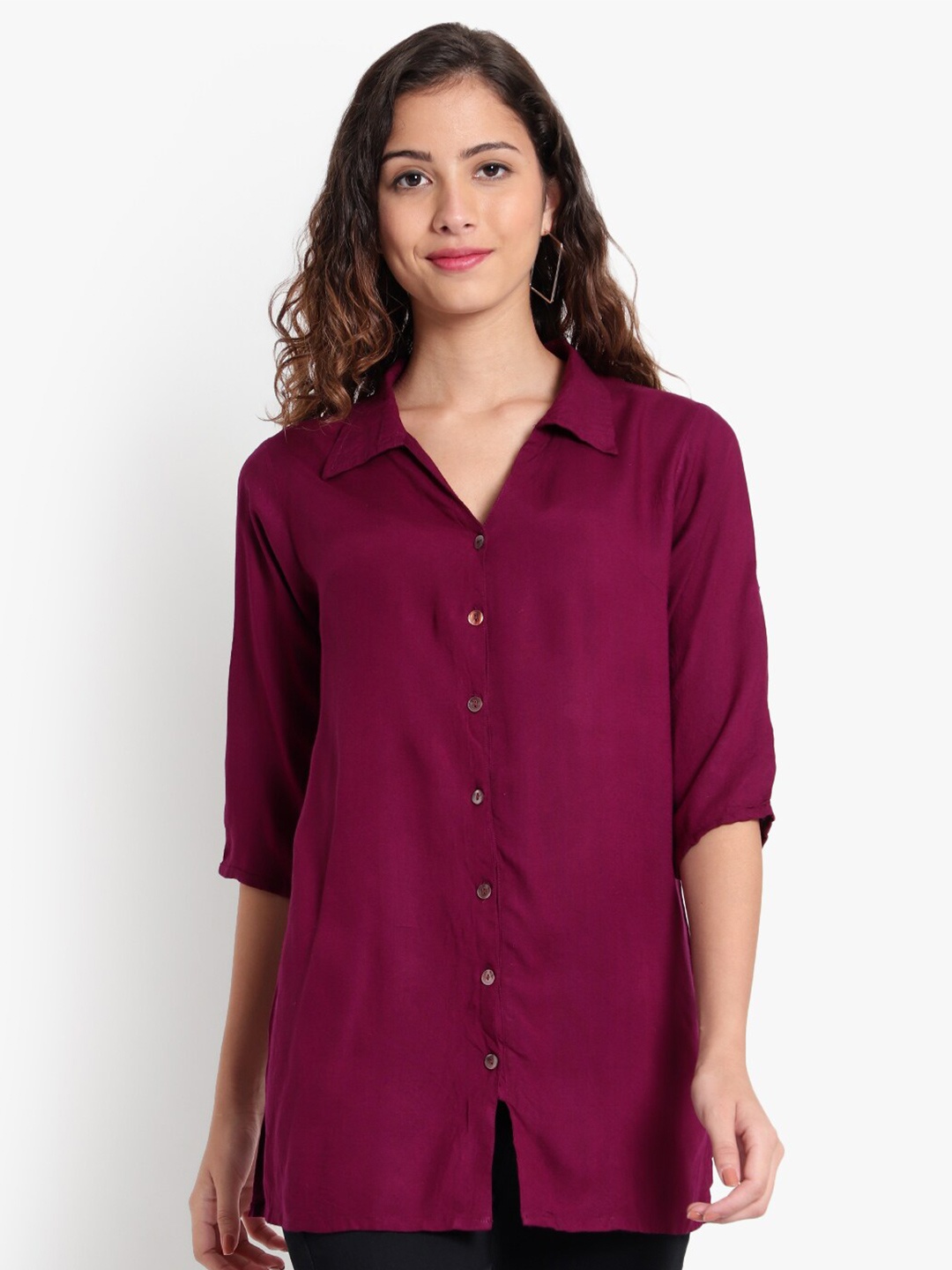 

Indietoga Longline Casual Shirt, Burgundy