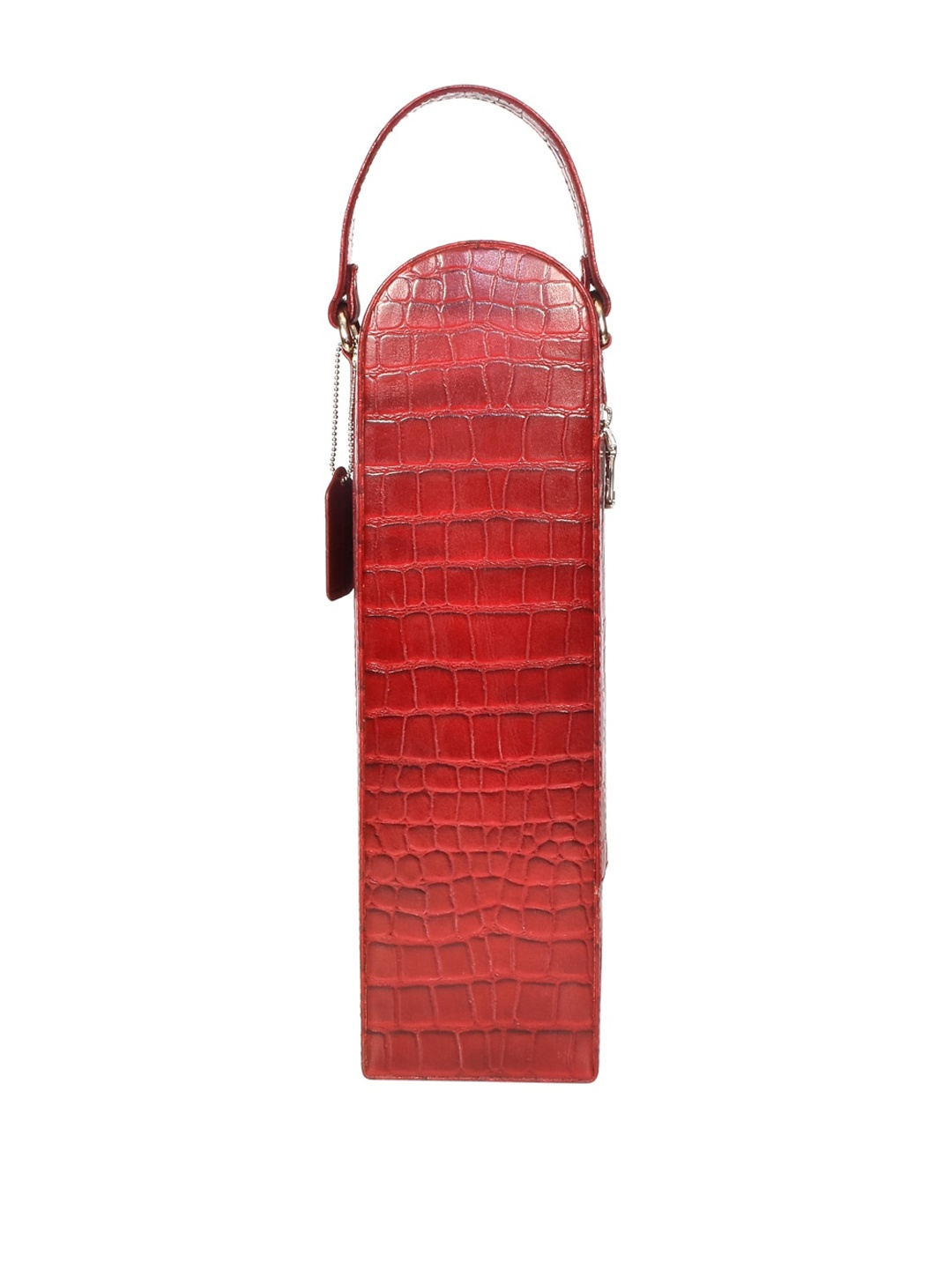 

Sassora Textured Genuine Leather Wine Bottle Bag, Red