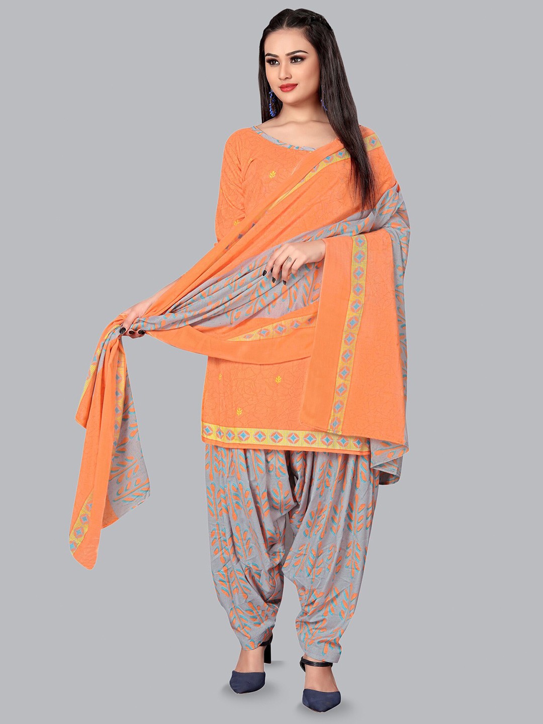 

Rajnandini Printed Unstitched Dress Material, Orange