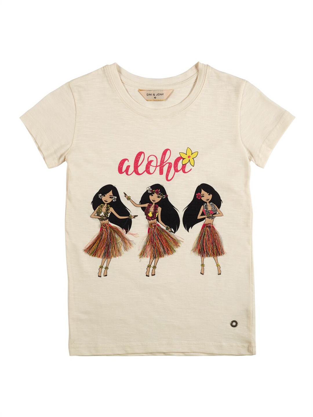 

Gini and Jony Girls Graphic Printed Cotton T-Shirt, Beige