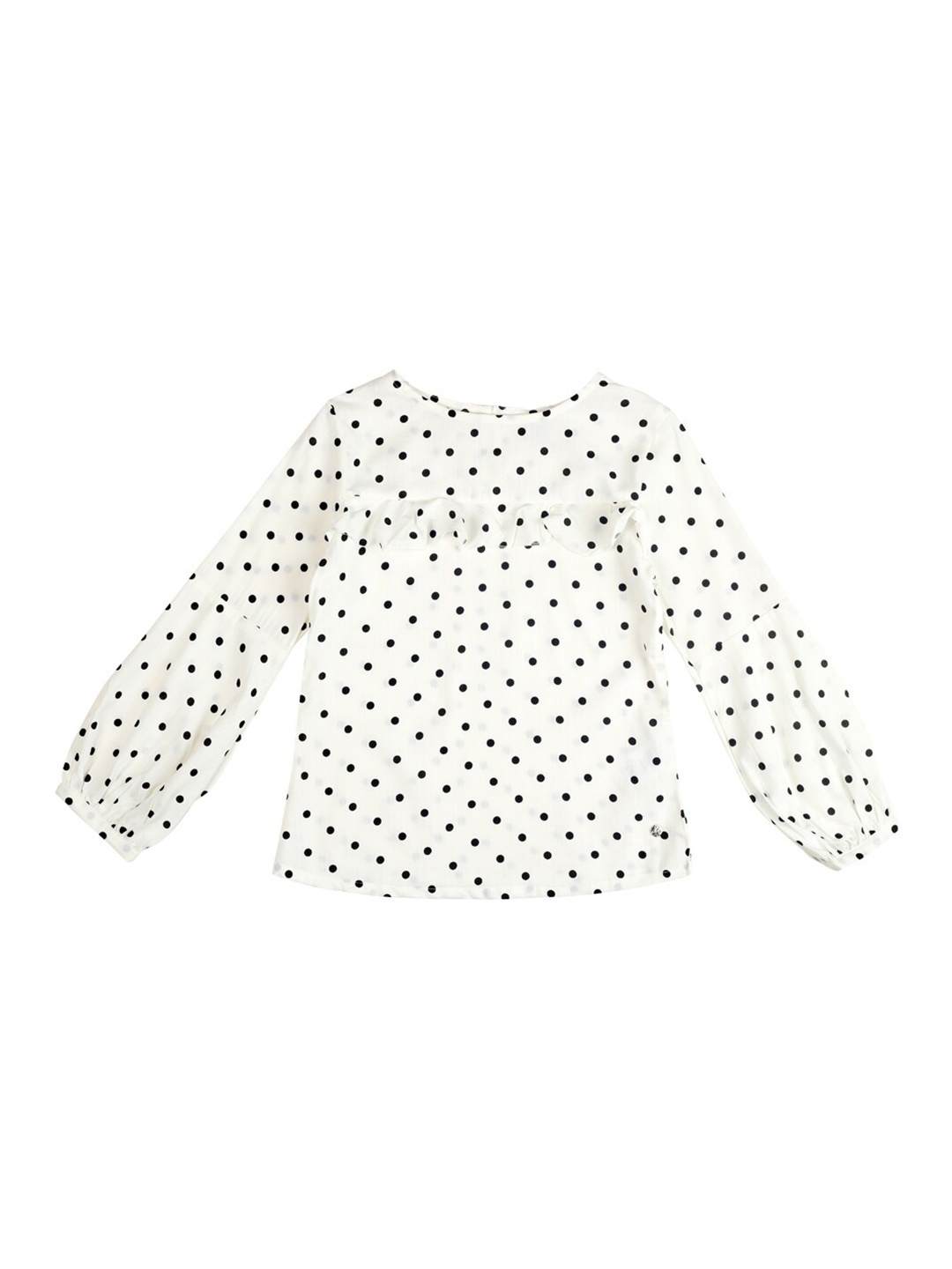 

Gini and Jony Girls Polka Dots Printed Cotton Empire Top, White