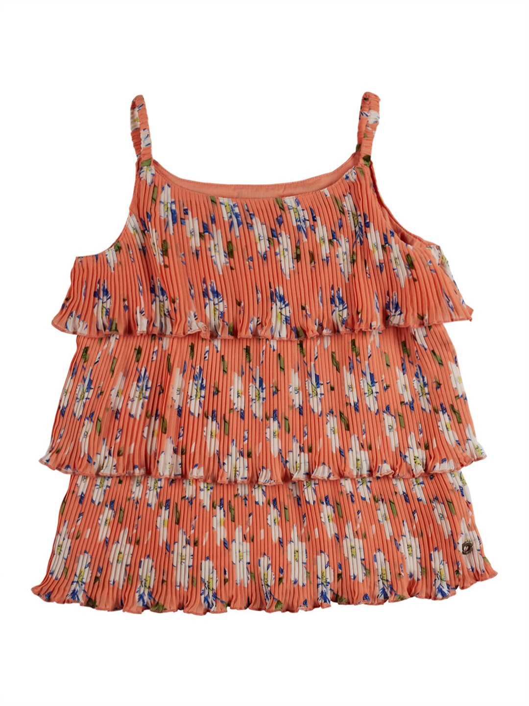 

Gini and Jony Infants Floral Print Tiered Accordion Pleats Top, Peach