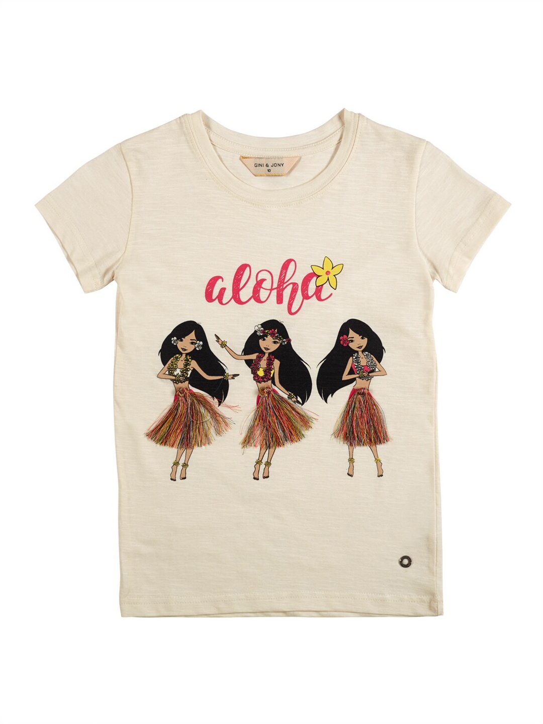 

Gini and Jony Infants Girls Printed Cotton T-shirts, Beige