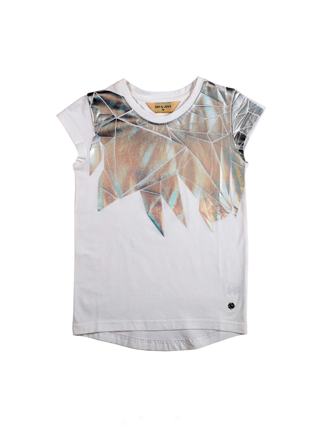 

Gini and Jony Girls Abstract Printed Cap Sleeves Cotton Top, White