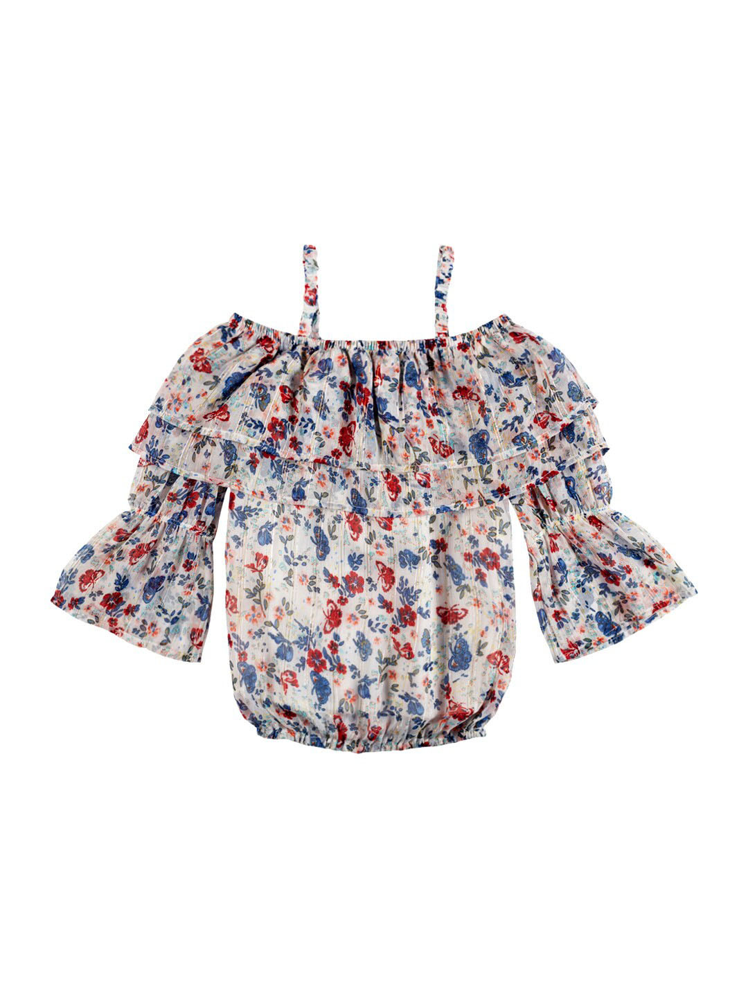 

Gini and Jony Girls Floral Printed Cotton Top, White