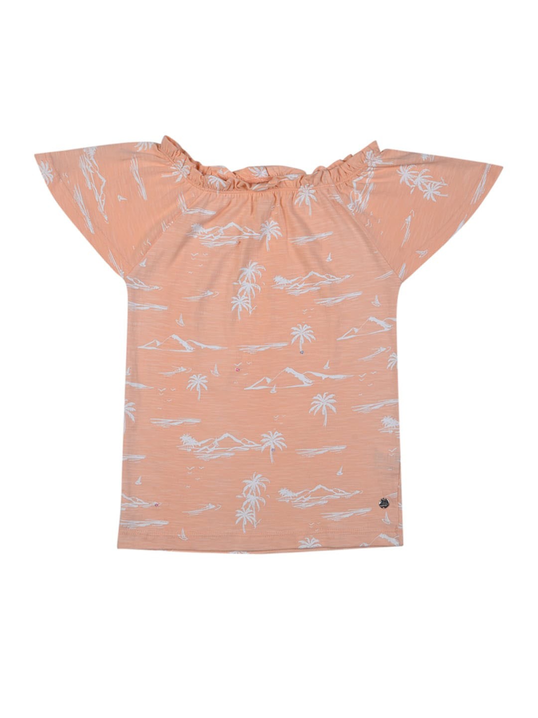 

Gini and Jony Girls Conversational Printed Raglan Sleeves Cotton Top, Coral
