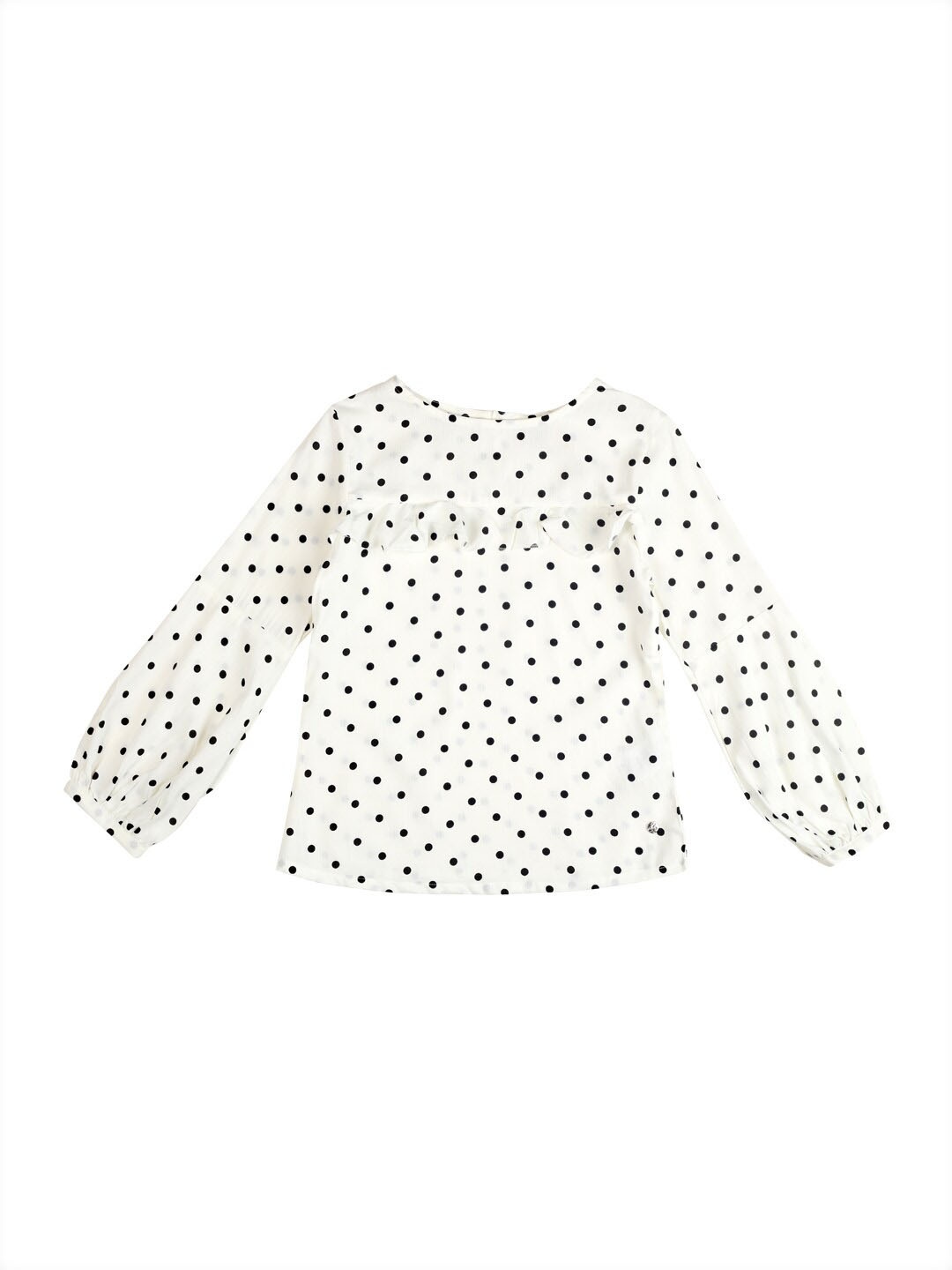 

Gini and Jony Infant Girls Round Neck Polka Dot Printed Cotton Top, Off white