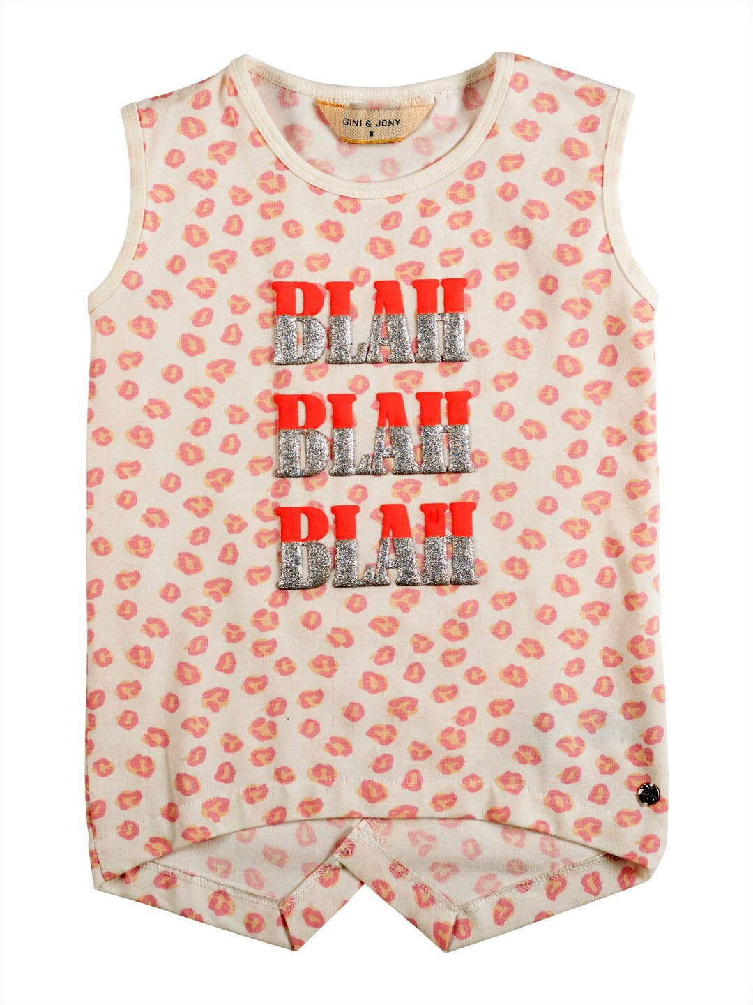

Gini and Jony Girls Typography Printed High-Low Cotton Top, Off white