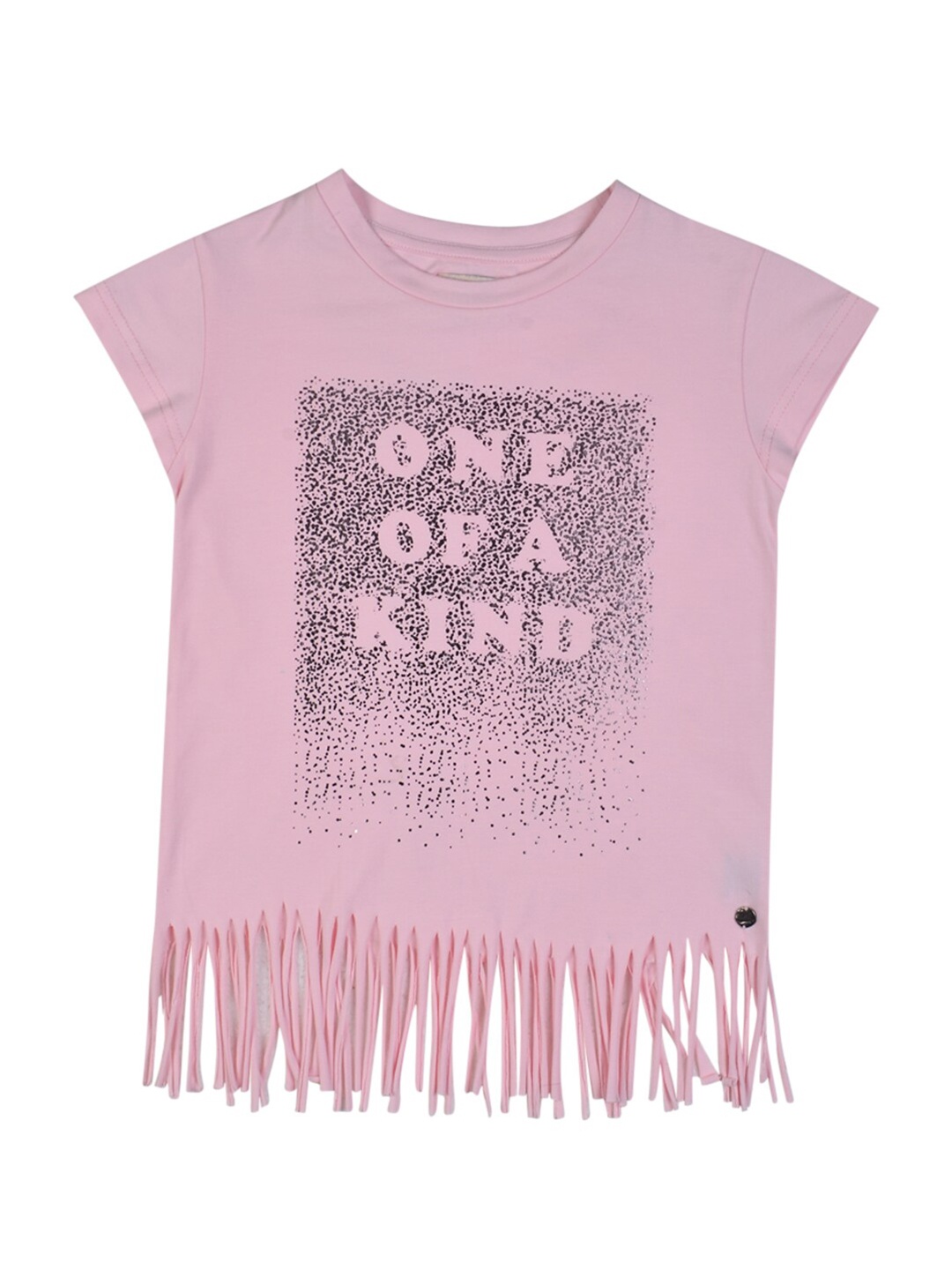 

Gini and Jony Girls Typography Printed Fringed Cotton Top, Lavender