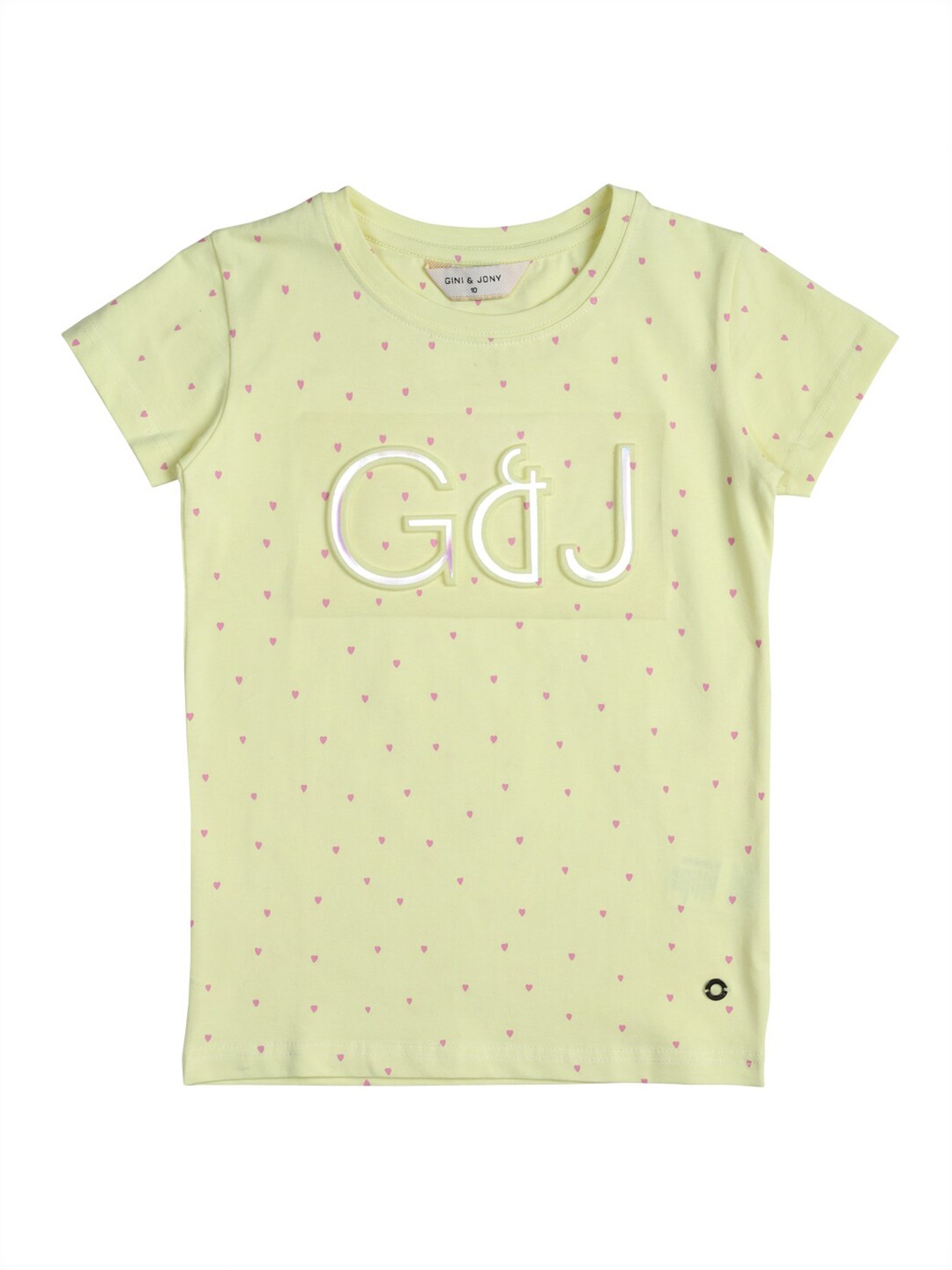 

Gini and Jony Girls Typography Printed Cotton T-shirts, Yellow