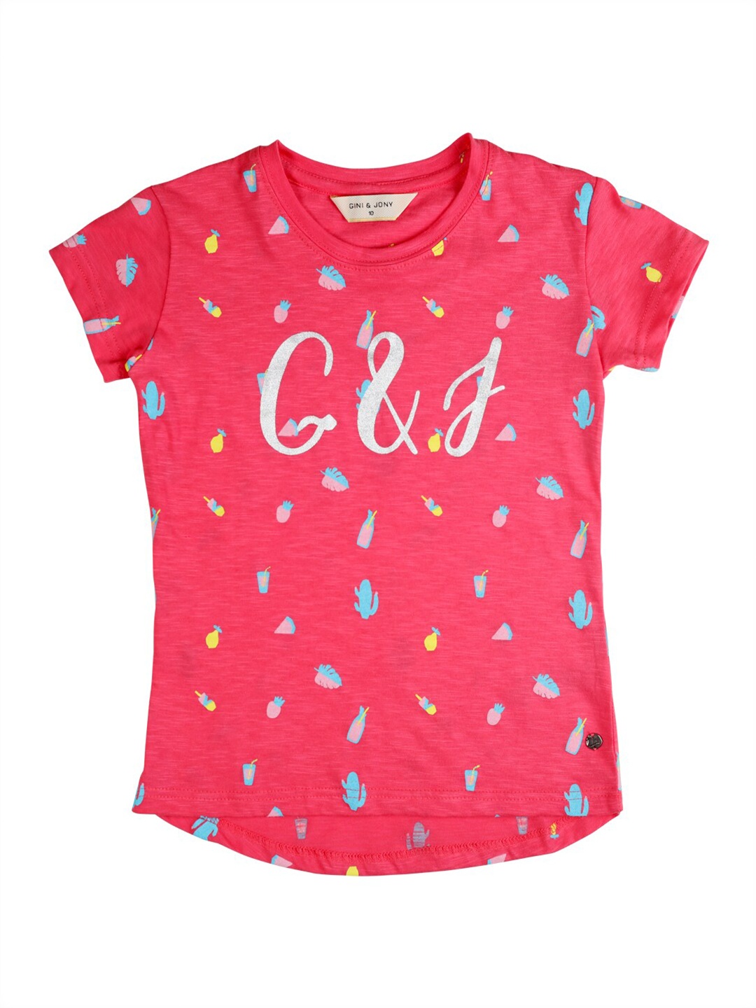 

Gini and Jony Conversational Printed Cotton Top, Pink