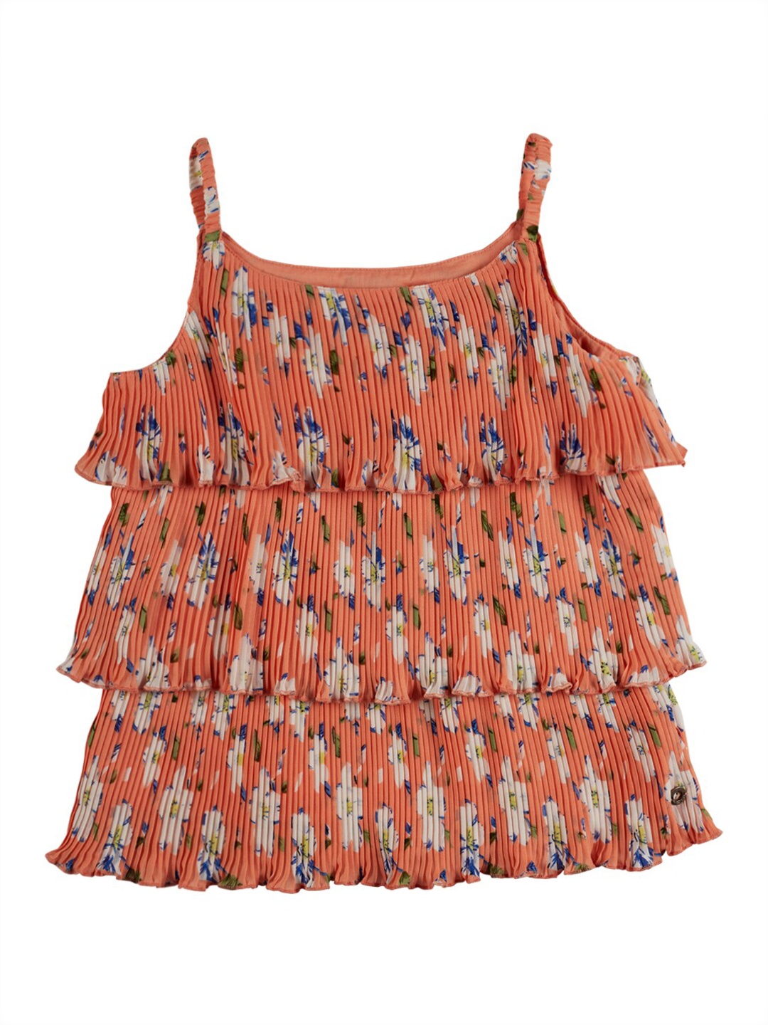 

Gini and Jony Girls Floral Print Tiered Top, Peach