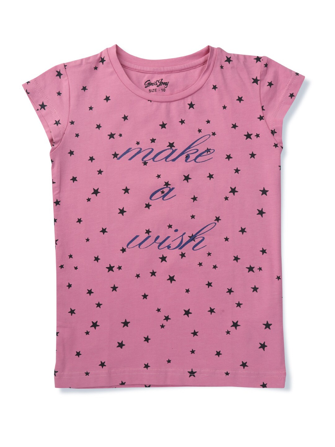 

Gini and Jony Girls Typography Printed Cotton T-shirts, Pink