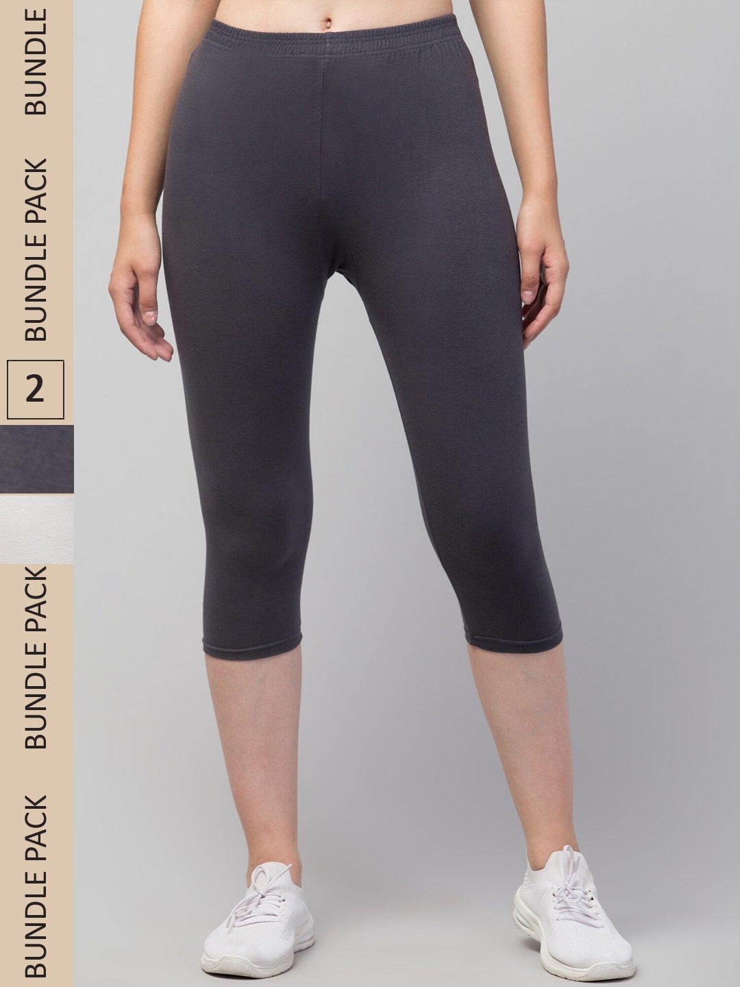 

Apraa & Parma Women Pack Of 2 Skinny Fit Capris, White