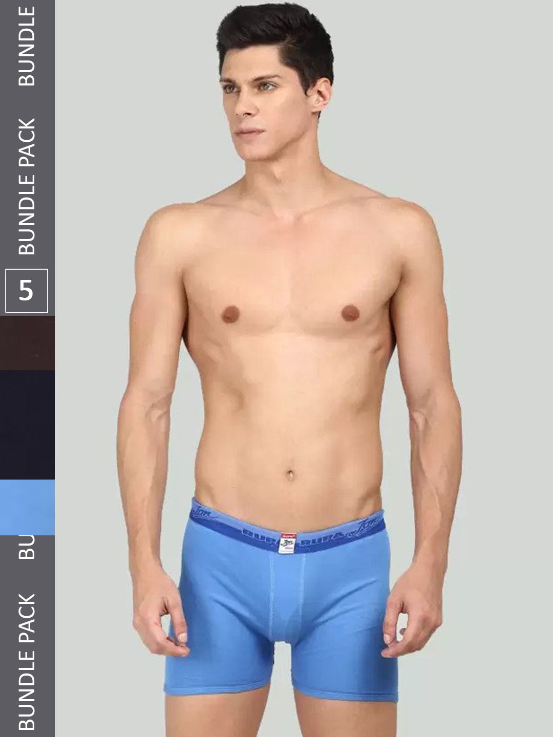 

JON Men Pack Of 5 Assorted Cotton Trunks, Blue