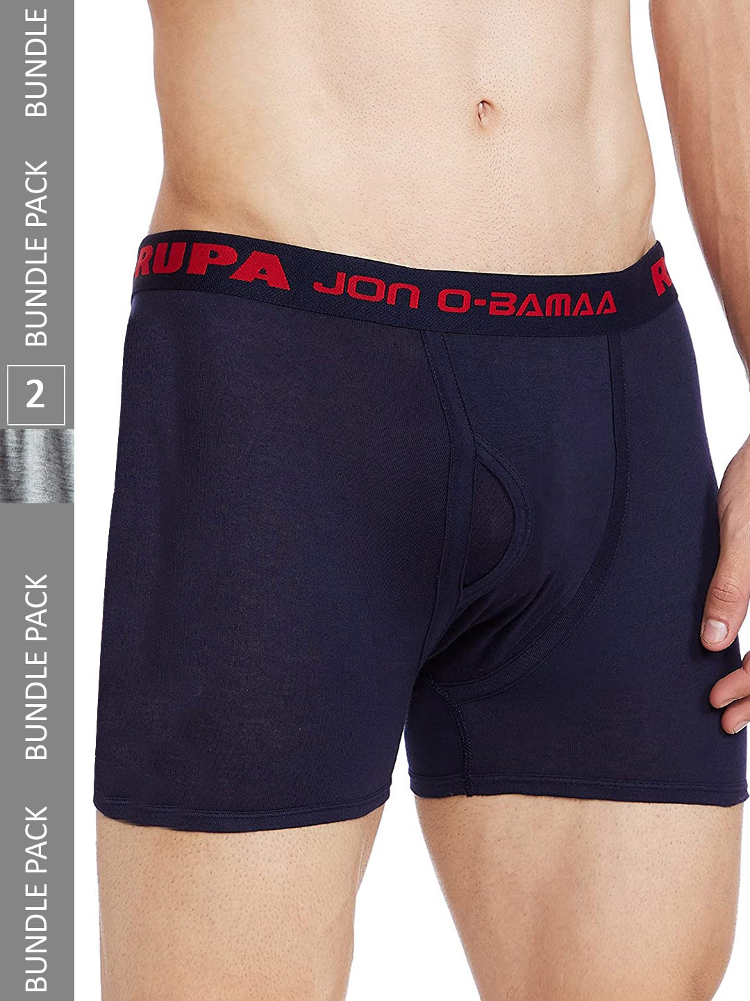 

JON Men Pack Of 2 Logo Printed Detail Cotton Trunks, Navy blue