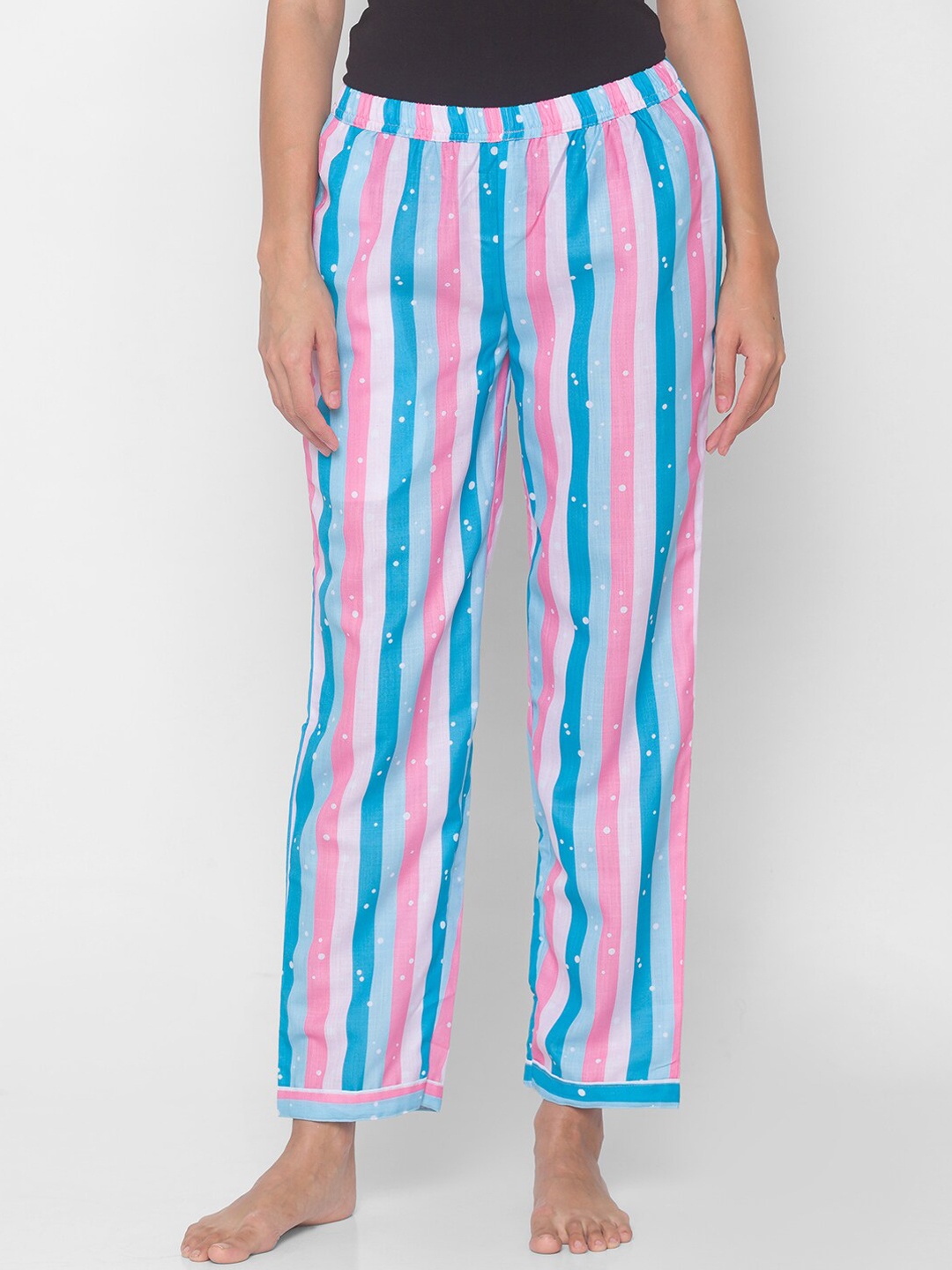 

NOIRA Women Striped Cotton Lounge Pant, Pink