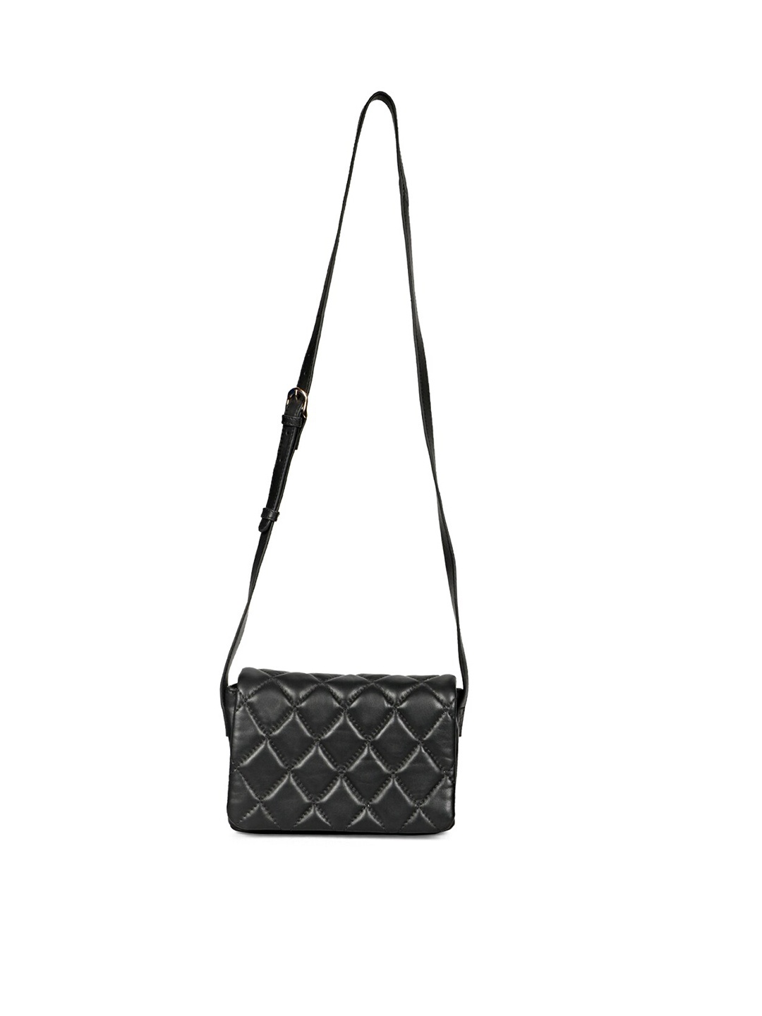 

Saint G Textured Leather Structured Sling Bag with Quilted, Black