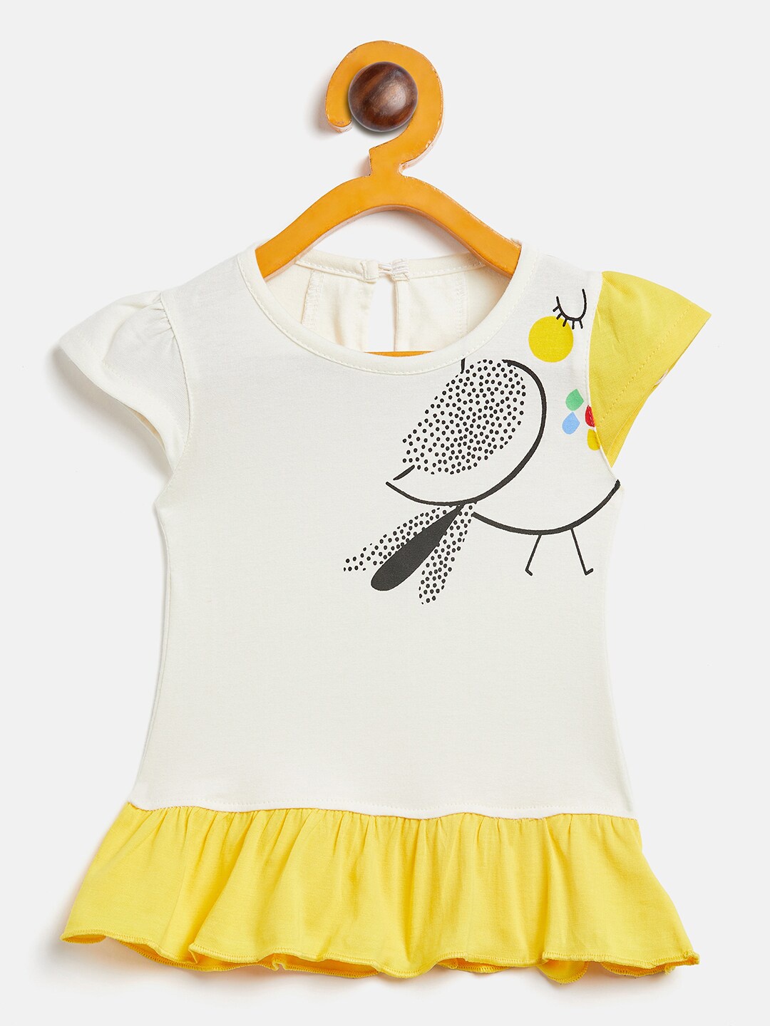 

Camey Infant Girls Graphic Printed Drop-Waist Cotton Dress, Off white