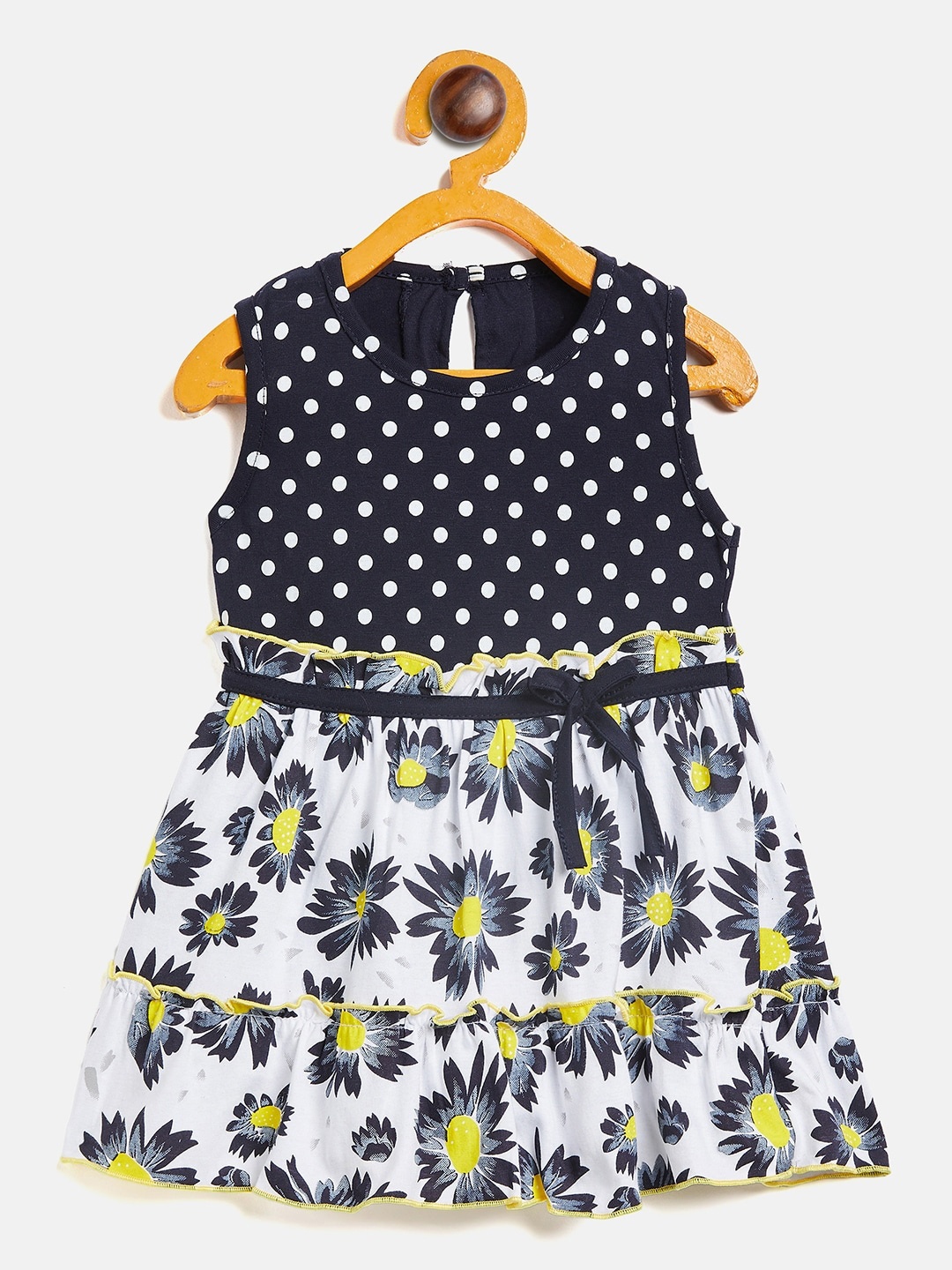 

Camey Infant Girls Printed Cotton Fit & Flare Dress, Black