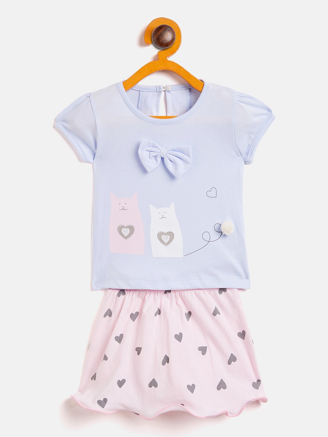 

Camey Girls Printed Top With Skirt, Lavender