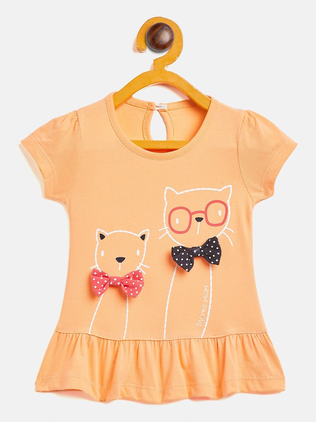 

Camey Girls Printed Cotton A-Line Dress, Orange