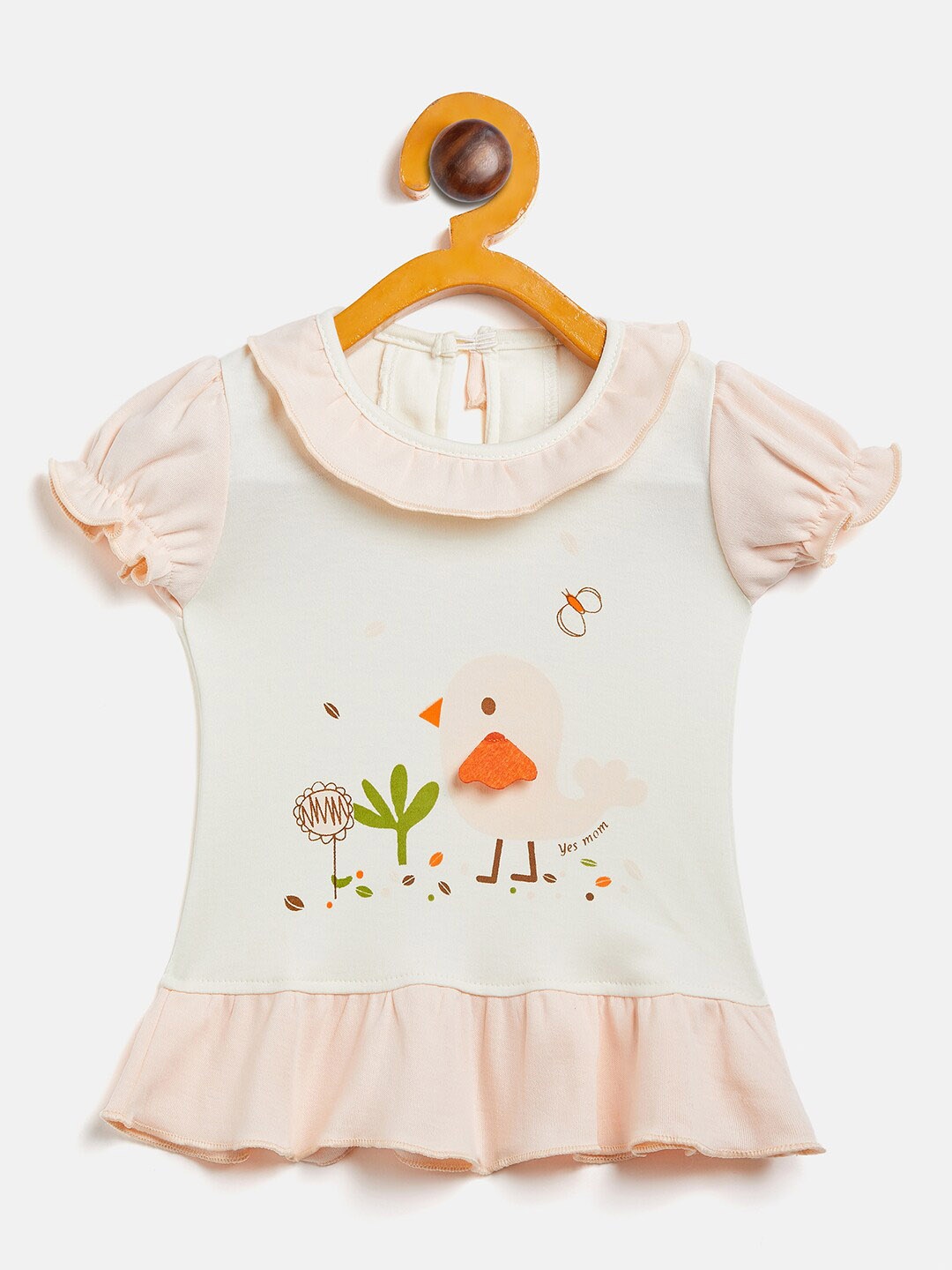 

Camey Girls Printed Cotton A-Line Dress, Peach