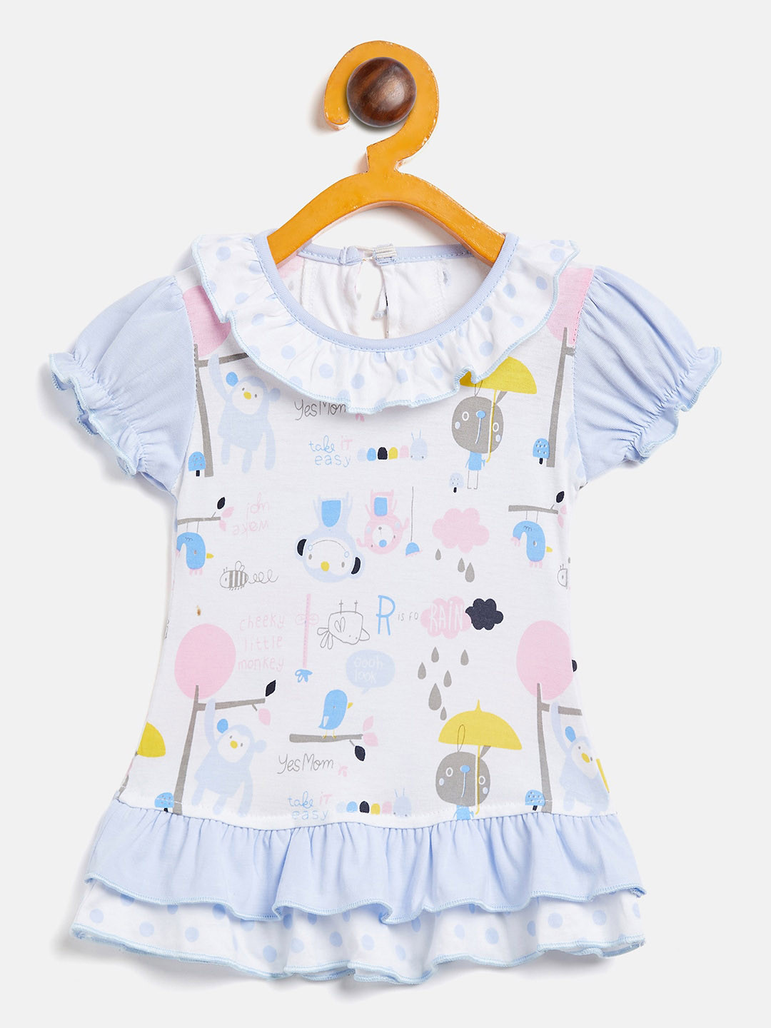 

Camey Girls Printed Cotton A-Line Dress, Blue