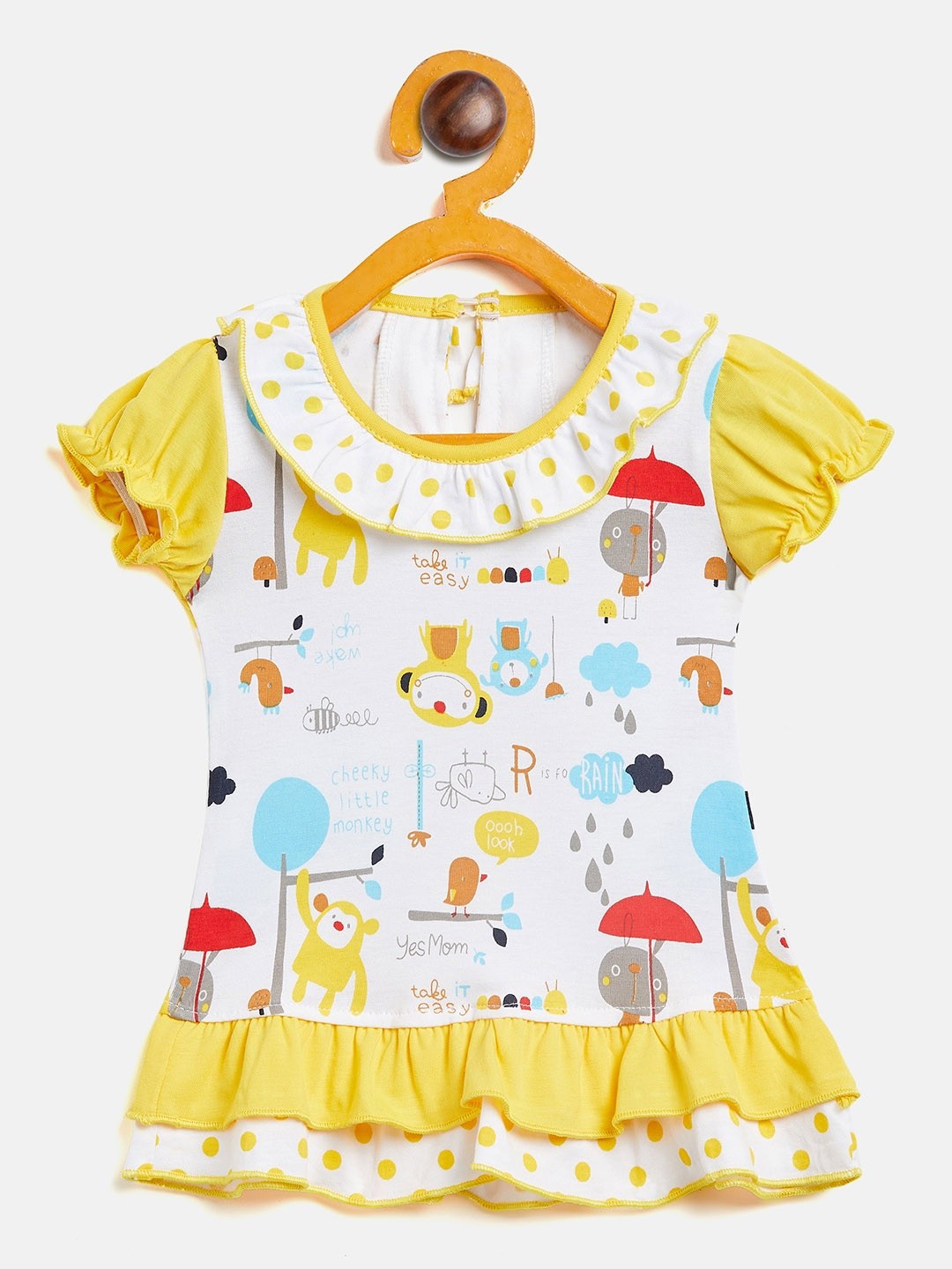 

Camey Girls Printed Cotton A-Line Dress, Yellow