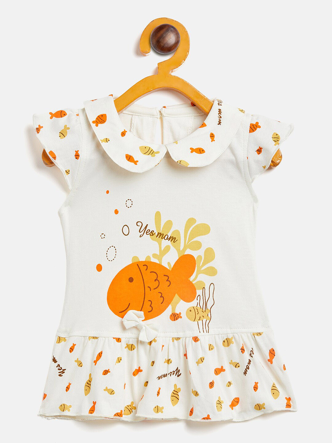

Camey Girls Printed Cotton A-Line Dress, Orange