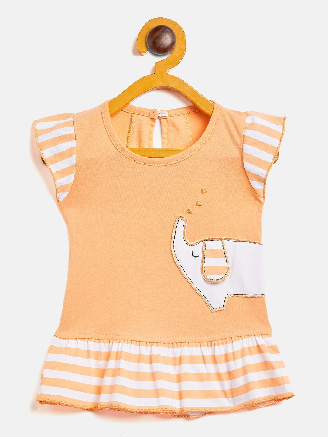 

Camey Infant Girls Striped Cap Sleeve A-Line Cotton Dress, Orange