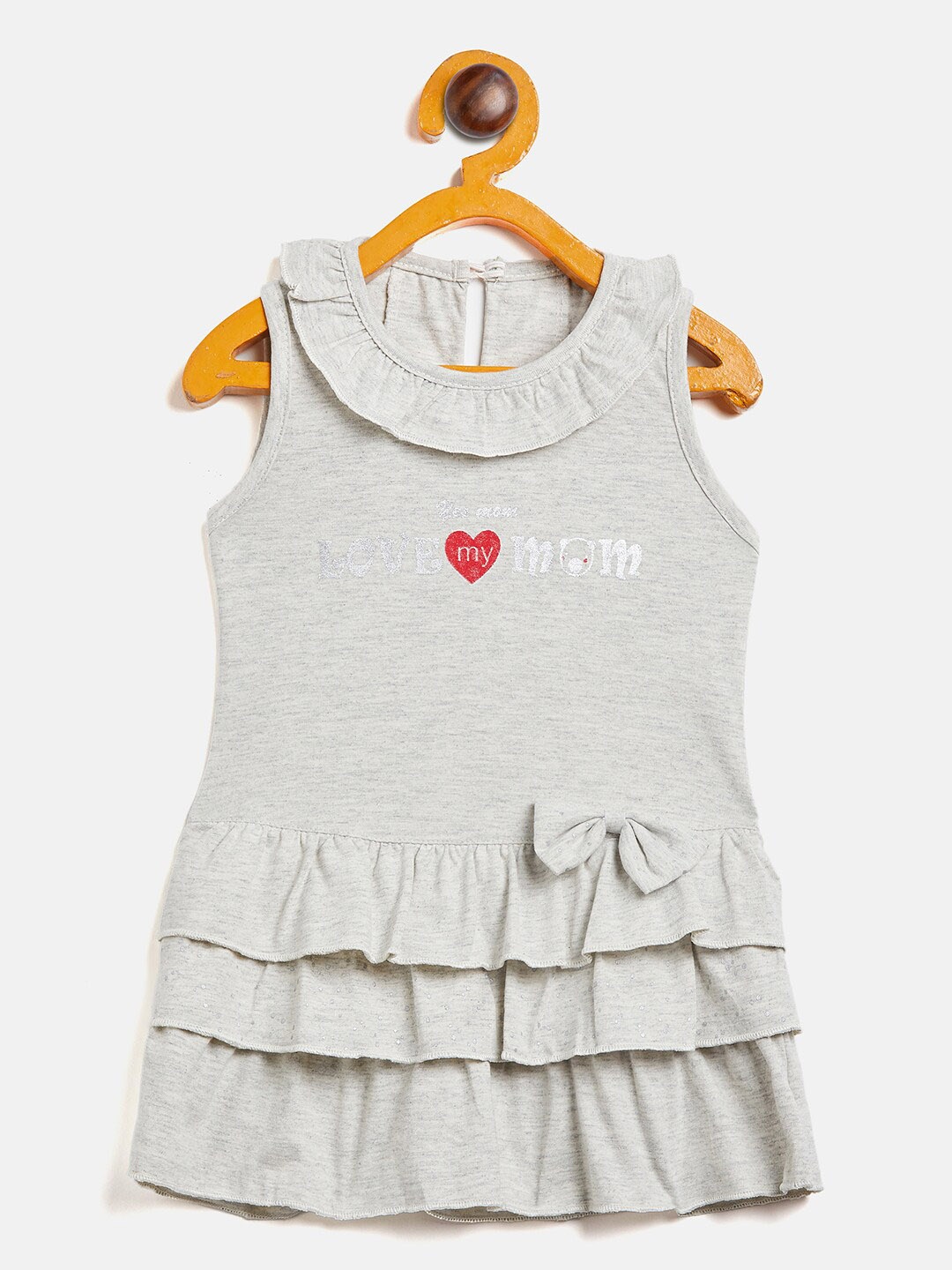 

Camey Girls Printed Cotton A-Line Dress, Grey