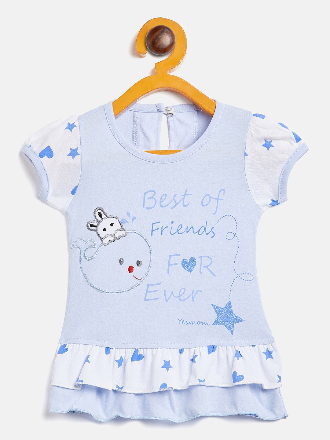 

Camey Girls Printed Cotton A-Line Dress, Blue