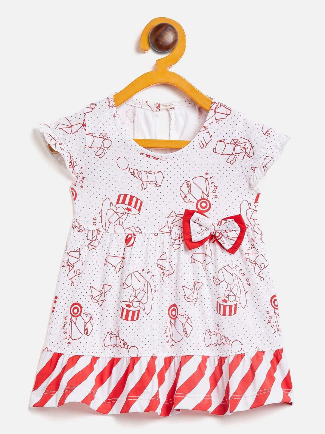 

Camey Girls Printed Cotton A-Line Dress, Red