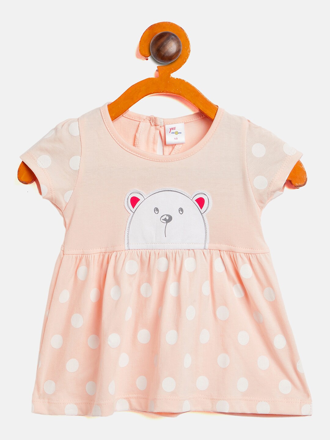 

Camey Girls Printed Cotton A-Line Dress, Peach